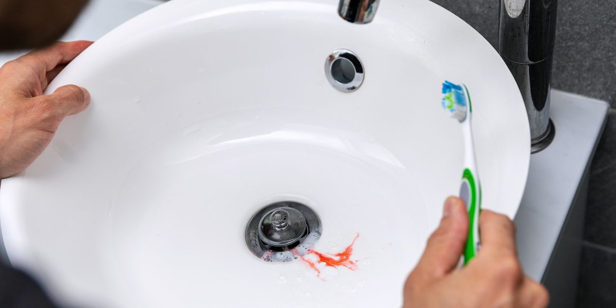 Bleeding Gums in sink.
