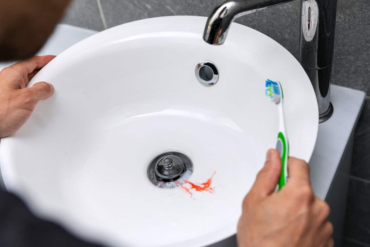 Bleeding Gums in sink.